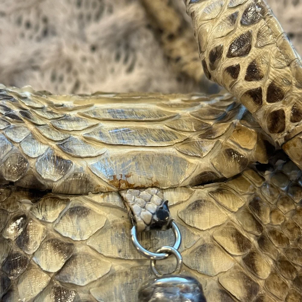 Ghibli‎ Genuine Python Skin Handbag Italian Designer Tan